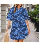 Blue Cloud Mega Mendung Batik Button Front Shirt Dress (Size XS - 5XL) - €29,95 EUR+