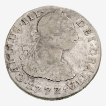 1777PTS Pr Bolivie 2 Reales Pièce Argent En Très Fin, Km 53 - $177.90 CAD