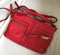 Tommy Hilfiger Pink/Red Leather Crossbody Bag Purse Satchel Pouch - $21.99
