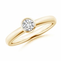 Bezel-Set Solitaire Round Diamond Stackable Ring in 14K Yellow Gold Size 6 - £714.18 GBP