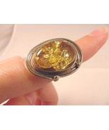 (pr7-2) ORANGE AMBER oval Poland .925 Sterling SILVER swirl design RING ... - $80.90 CAD