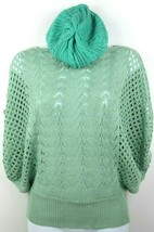 Women Casual Green Cozy Knit Sweater Pullover Blouse + Knit Green Beanie... - £13.36 GBP