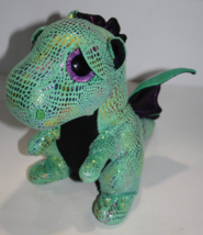 TY Beanie Boos Cinder the Dragon 9&quot; Boo Green Plush Purple Sparkle Eyes ... - $10.77