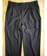 Zanella Platinum Plaid Bennett Super 120s Wool Black Trousers 34x32 - $48.50