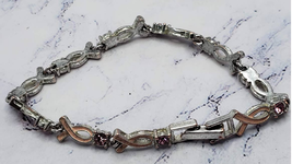 Avon Breast Cancer Pink Ribbon Silver Tone Chain Bracelet - £7.90 GBP