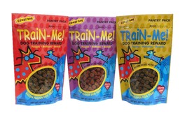 Dog Training Treat Sampler 3 Pack Train Me Healthy Bacon Chicken Beef 16 oz - £48.25 GBP