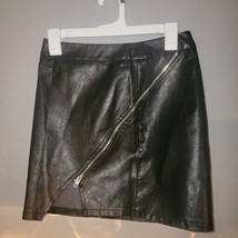 Seek Label Faux Leather Hook &amp; Eye Side Skirt Black Size Small - £11.86 GBP