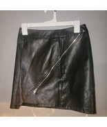 Seek Label Faux Leather Hook &amp; Eye Side Skirt Black Size Small - £11.62 GBP