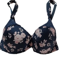 Womens 40D Floral Padded Underwire Feminine Pink Floral/Black Bra Laura ... - £8.48 GBP
