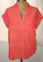 New Womens PrAna NWT S Orange Stripes Emery Top Organic Cotton Papaya SS Pocket - $94.05