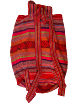 Handwoven Boho Backpack Bag Red Multicolor Ethnic Woven Drawstring Purse - $18.30