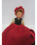 VINTAGE HARD PLASTIC GIRL DOLL HAND CROCHETED DRESS MARKED W/ S ON NECK - £8.01 GBP