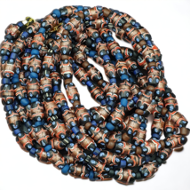 Vintage Beautiful Venerano Art Fancy 15x9MM Aventurine Glass Beads Necklace - £46.41 GBP