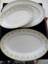 Royal Schwarzburg three large oval serving trays Pink Rose Band &amp; Swags RARE SET - $156.41