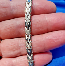 925 Sterling Silver Woven Braided Bracelet Diamond cut Chain Flexible Ba... - $356.25