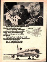 1974 Delta Airlines VTG 1970s 70s PRINT AD Christa Beck Stewardess Airplane e1 - £19.22 GBP