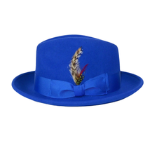 Men's Milani Wool Fedora Hat Soft Crushable Lined FD219 Royal Blue image 2