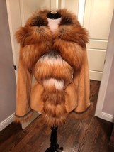 Nwot Langiotti Sheared Mink Fox Trim Jacket Sz It 40 Us 8 Made In Italy - £2,724.72 GBP