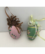 Handpainted decorative wood Easter eggs with ribbon top Easter egg tree ... - $27.70 CAD