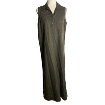 Vintage 90s Directives Maxi Shirt Dress M Army Green Sleeveless Buttons ... - £21.80 GBP