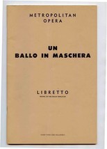 Un Ballo In Maschera Metropolitan Opera Libretto Giuseppe Verdi - £14.01 GBP