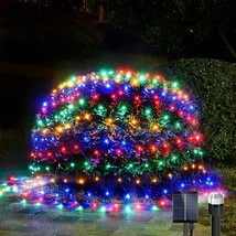 Solar Christmas Net Lights 200LED F8 Big Bulbs 8.4ft x 5.2ft Christmas Bushes Li - £48.80 GBP