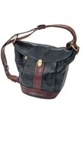 Marino Orlandi Leather Shoulder Sling Bucket Bag Black &amp; Brown Medium - £43.41 GBP