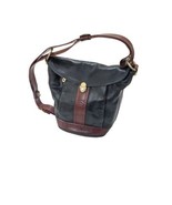Marino Orlandi Leather Shoulder Sling Bucket Bag Black &amp; Brown Medium - £43.62 GBP