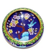 VINTAGE CHINESE ZI JIN CHENG CLOISONNE BRASS BLUE BIRD &amp; FLORAL 5 3/4&quot; BOWL - £34.71 GBP