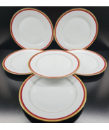 6 Charter Club Fashion Buffet Gold Red Band Dinner Plates Set Macy&#39;s Dis... - £214.79 GBP