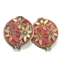 Vintage Hillcraft Slide Earrings Iridescent Aurora Borealis AB Pink Red ... - $26.00