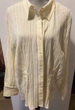 Venezia Woman&#39;s Long Sleeve Wide Cuff Blouse - Off White &amp; Gold - 22/24 - £9.39 GBP