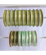 Lot Of 18  Light Green Spools Of Ribbon 1/8” To 3/16&quot; - $12.19