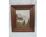 Framed Cabin In The Mountains Nature Painting 12&quot; X 14&quot; - £46.51 GBP