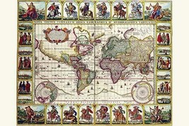 World Map of lands and waterways by Nicolas Visscher - Art Print - £17.51 GBP+