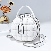  Large Capacity Pleated Small Round Bag Fashion Chain One Shoulder Crossbody Han - £33.28 GBP