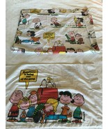Vtg Peanuts Snoopy Charlie Brown HAPPINESS IS  Twin Sheet &amp; Case Mohawk usa - £50.55 GBP