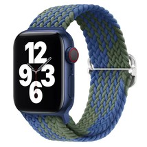 Nylon braided solo loop Apple Watch Band Z Blue green  For 42mm 44mm 45mm - £8.61 GBP