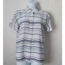 Alfani White Striped Button Up Shirt Top Short Sleeves Women Size 2 Petite - £7.83 GBP