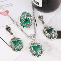 Kinel Unique 3pcs Vintage Jewelry Sets Fashion Red Female Earrings And Pendant N - £18.25 GBP