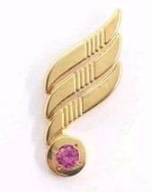 VTG 10K Gold Filled Wing  Pink Stone October Birthstone Tourmaline? Pin Tie Tack - £29.16 GBP