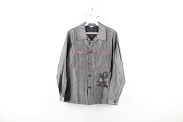 Deadstock Vintage 90s Streetwear Boys 13/14 Hip Hop Rap Striped Denim Ja... - $49.45