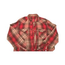 Arizona Jeans Men&#39;s Shirt L Plaid Red Beige Grey Long Sleeve Button-Up - £31.45 GBP