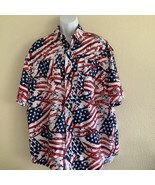 Reel Legends Fishing Shirt Mens Large American Flag Vented Button Down P... - $29.78 CAD
