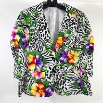 EUC Notations Animal Floral Print Jacket Wms Size Large - $348.57 MXN