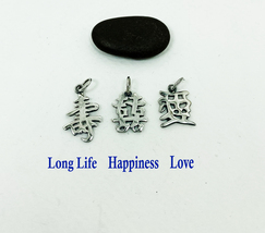 Chinese Symbol Charms, Chinese Letter  Charm, Love, Long Life, Happiness Pendant - £17.30 GBP
