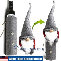 Handmade Wine Tube Christmas Santa Round Wine Tote Bottle Carrier Box Ho... - $19.99