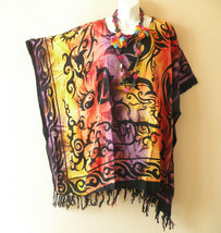 KG39 Dolphin Tie Dye Batik Plus Poncho Caftan Hippie Tunic Blouse Top up... - £19.90 GBP