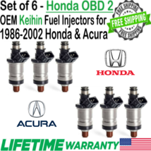 OEM Keihin x6 Fuel Injectors for 1986-2001 Honda &amp; Acura I4 I5 V6 06164-P2A-000 - £102.86 GBP