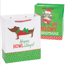 Christmas Gift Bags 6 Dog and 6 Cat 9&quot; TALL - £6.54 GBP